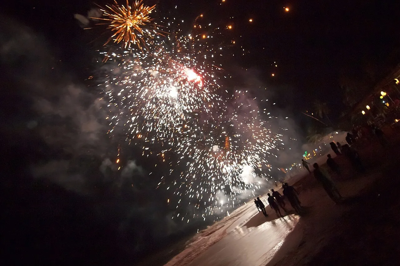 Fireworks on the beach.